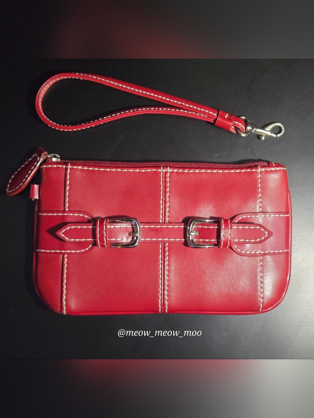 Red Wilsons Leather Wristlet Clutch – Approx. 4.5" x 7.5"